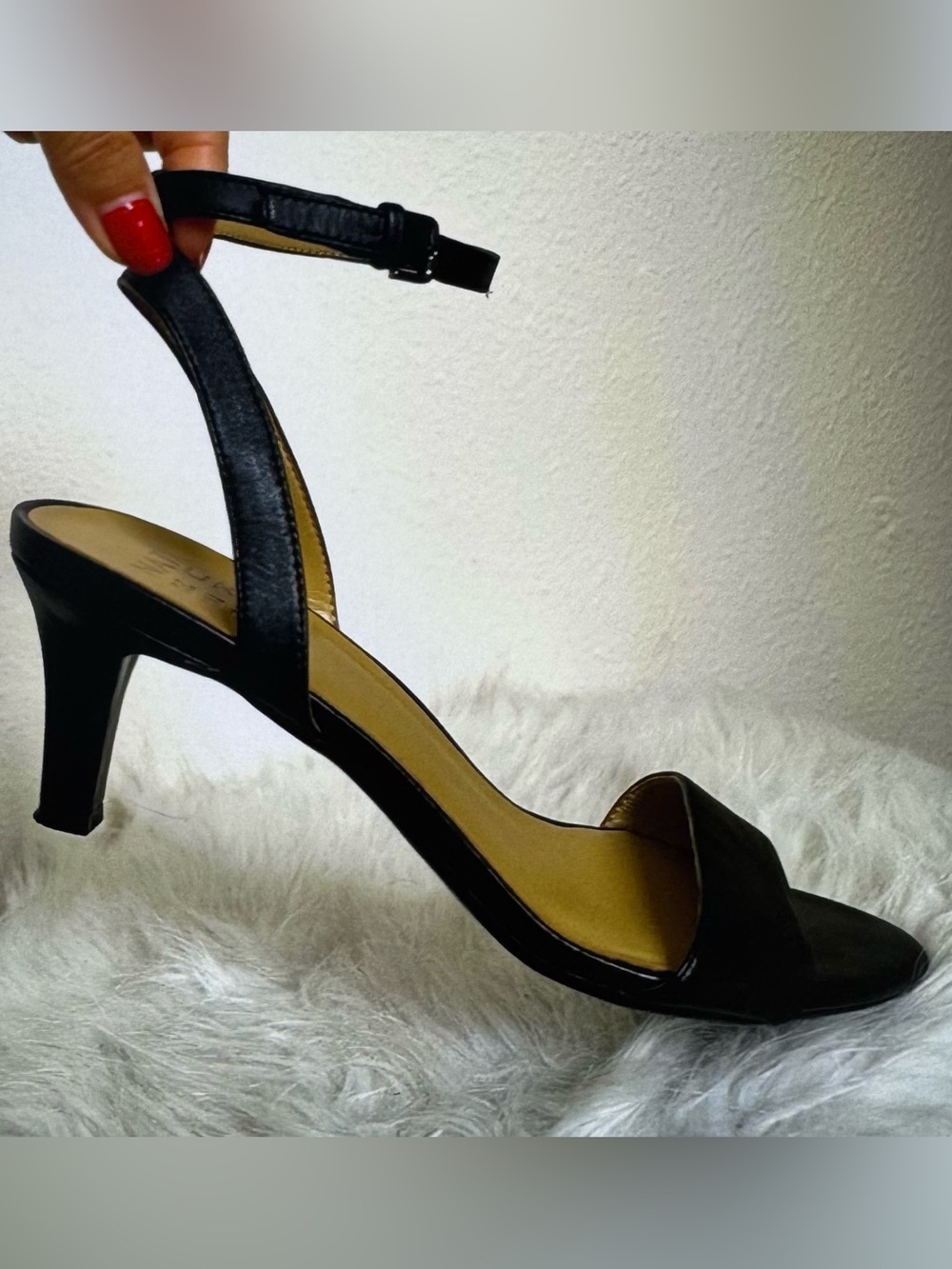 Naturalizer Black Open-Toe Ankle-Strap Heel Sz 9.5 (2” heel)